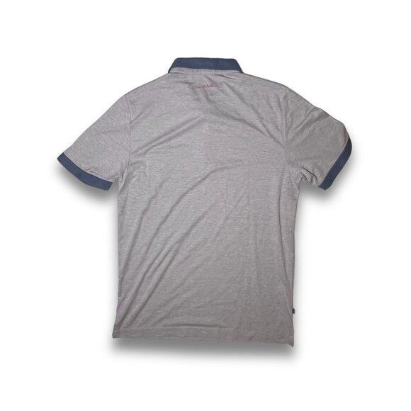 Travis Mathew Mens Polo Shirt Gray/Blue Size M Stylish & Comfortable Made In Per - Picture 3 of 6